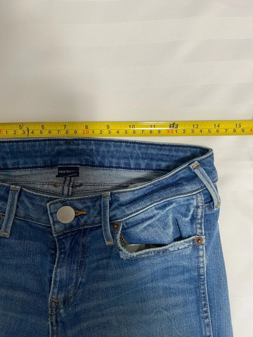 True Religion Distressed Skinny Jeans in Medium Blue - Picture 5 of 10